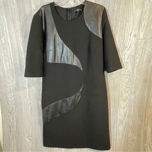 Hugo Boss Black Dress with Faux Leather Details Size 6